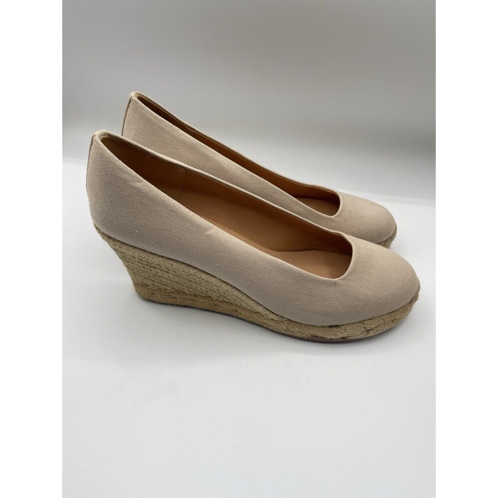 J Crew Wedge Shoes Women Seville Espadrille Tan Canvas Vacay Boho Size 10.5 New